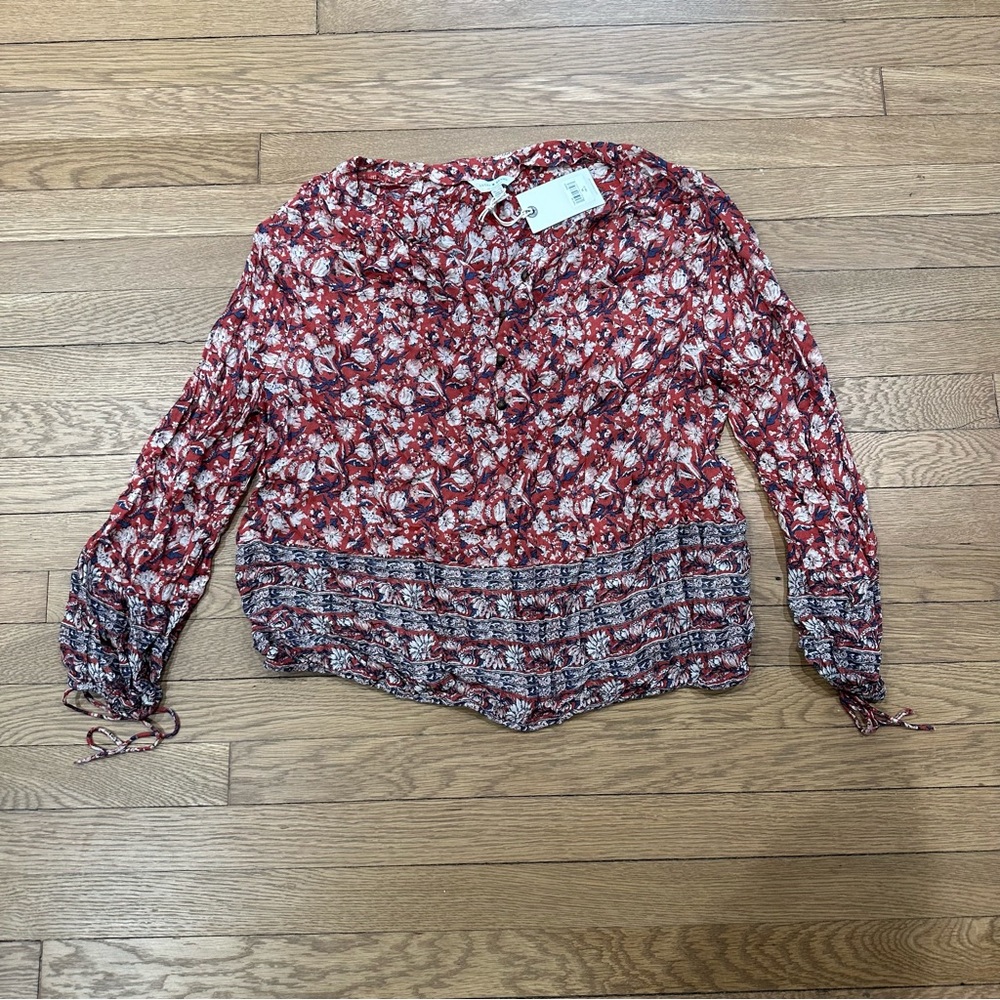 Lucky Brand Mixed Print Peasant Blouse XL NWT